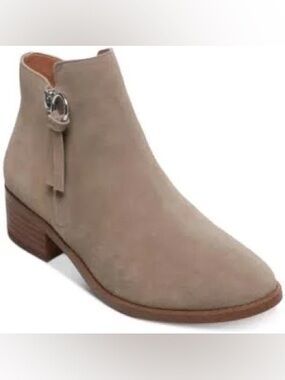 Steve Madden Taupe Suede Dacey Ankle Boot with Side Tassel Accent